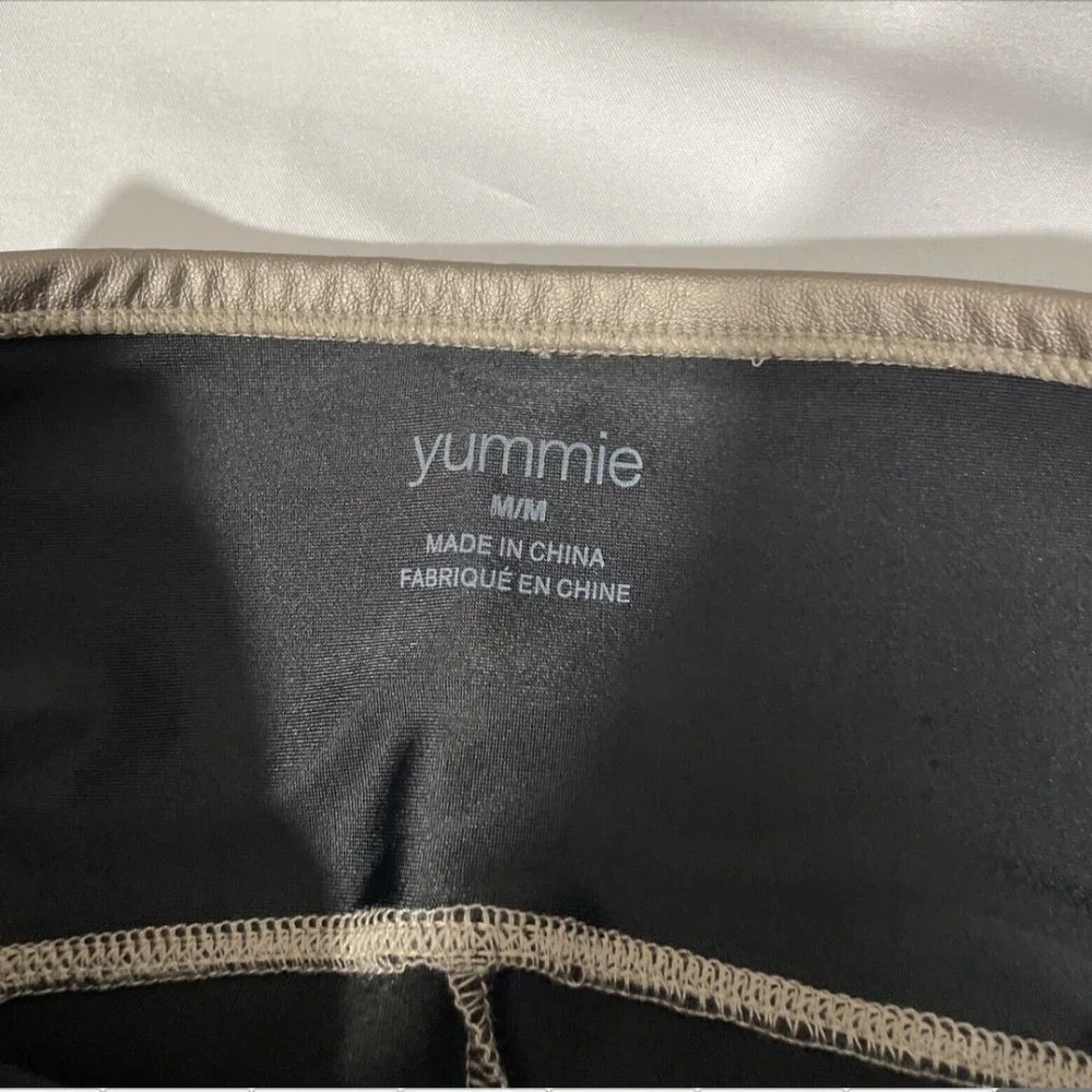 NWT $58‎ Yummie [ Medium ] Bronze Faux Leather Biker Shorts #5215